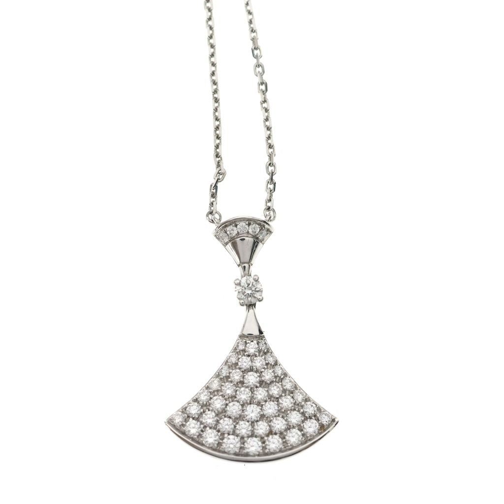 Bvlgari Diva Dream Pave Diamond Necklace 18k White Gold Esllwm — view 3