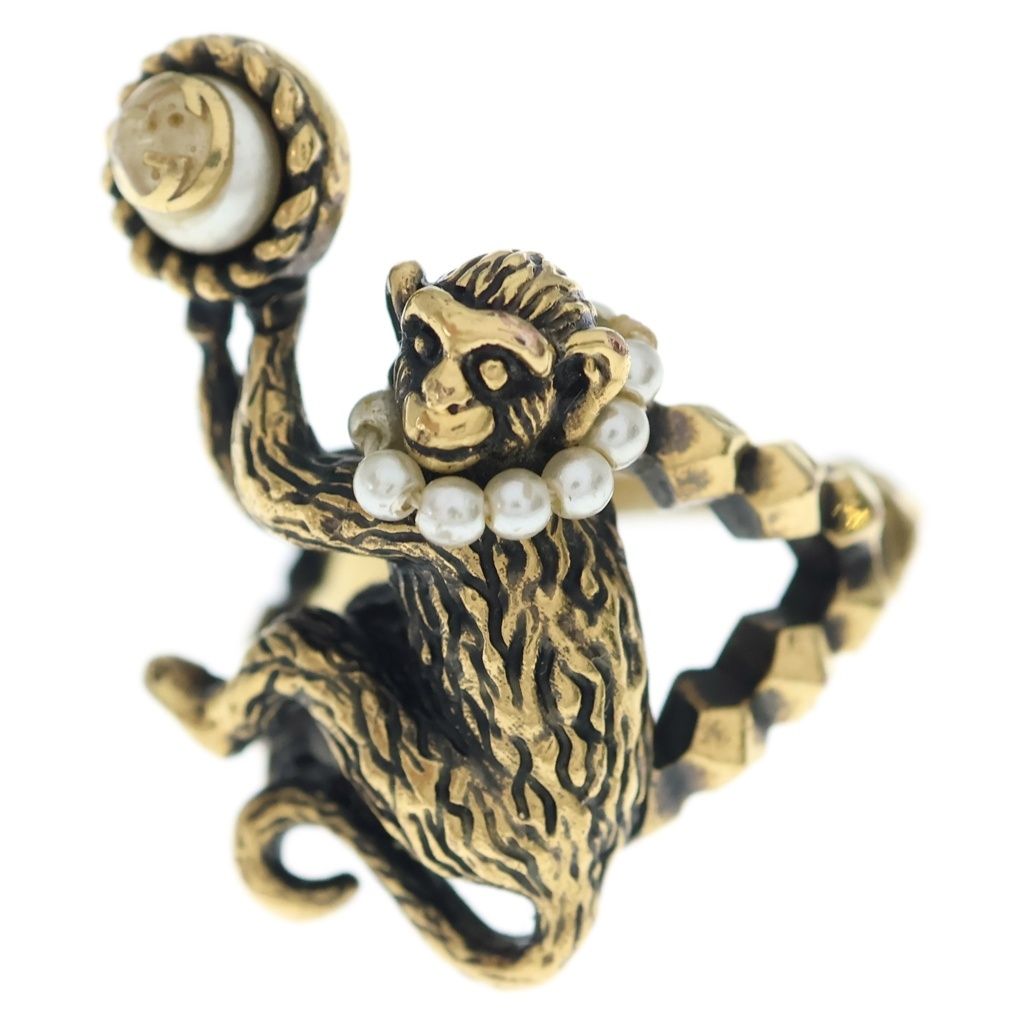 Gucci Monki Faux Pearl Ring Gold