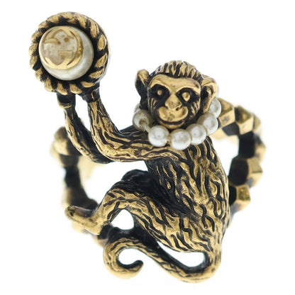 Gucci Monki Faux Pearl Ring Gold — view 4