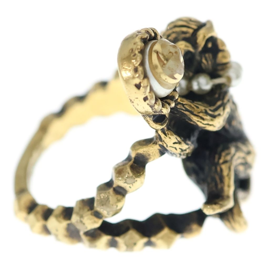 Gucci Monki Faux Pearl Ring Gold — view 3