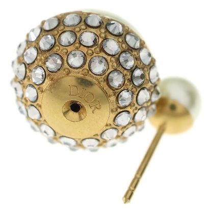 Dior Tribal Ball Line Stone Faux Pearl Earrings Gold — view 5