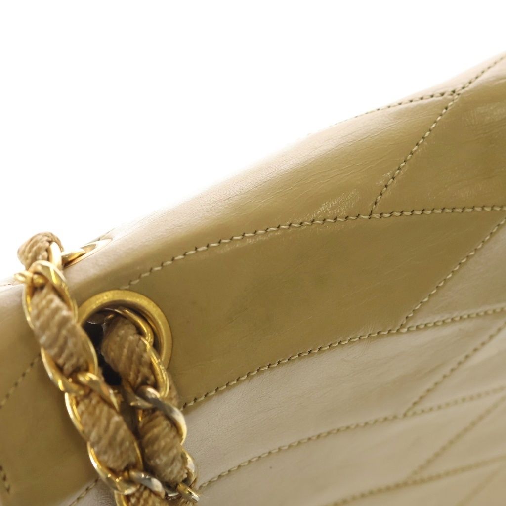 Chanel Quilted 23 Wave Stitch S Flap Chain Shoulder Bag Brown Beige Leather Gold — view 6
