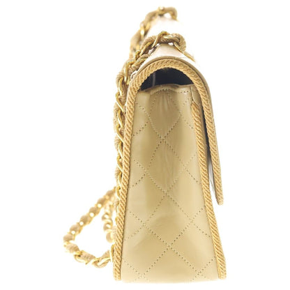 Chanel Quilted 23 Wave Stitch S Flap Chain Shoulder Bag Brown Beige Leather Gold — view 3