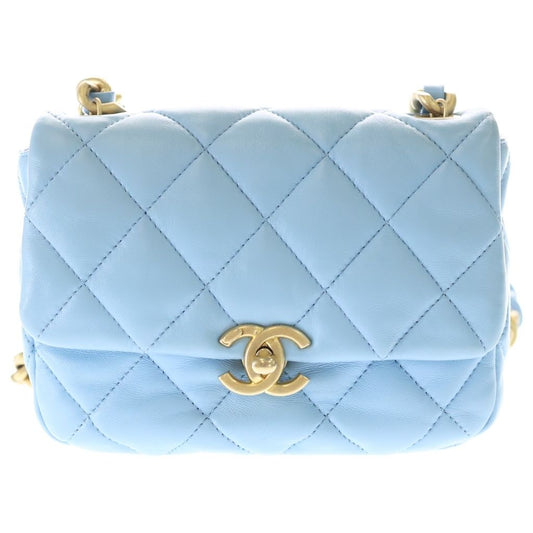 Chanel 19 Chain Mini Shoulder Bag Light Blue Lambskin Gold