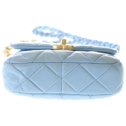 Chanel 19 Chain Mini Shoulder Bag Light Blue Lambskin Gold — view 5