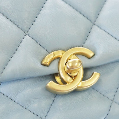 Chanel 19 Chain Mini Shoulder Bag Light Blue Lambskin Gold — view 6
