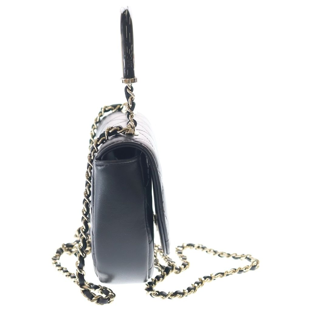 Chanel Quilted 2-Way Mini Shoulder Bag Chain Black Lambskin Gold — view 3