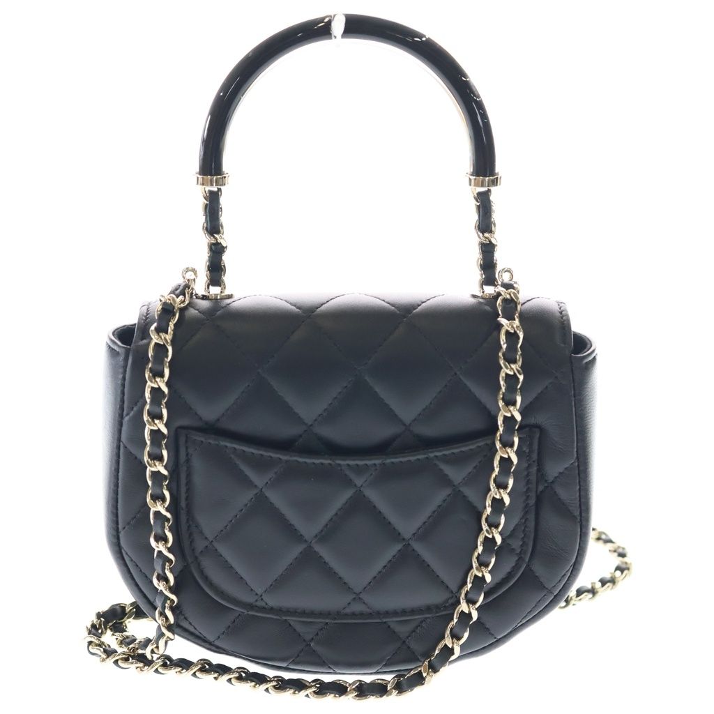 Chanel Quilted 2-Way Mini Shoulder Bag Chain Black Lambskin Gold — view 2