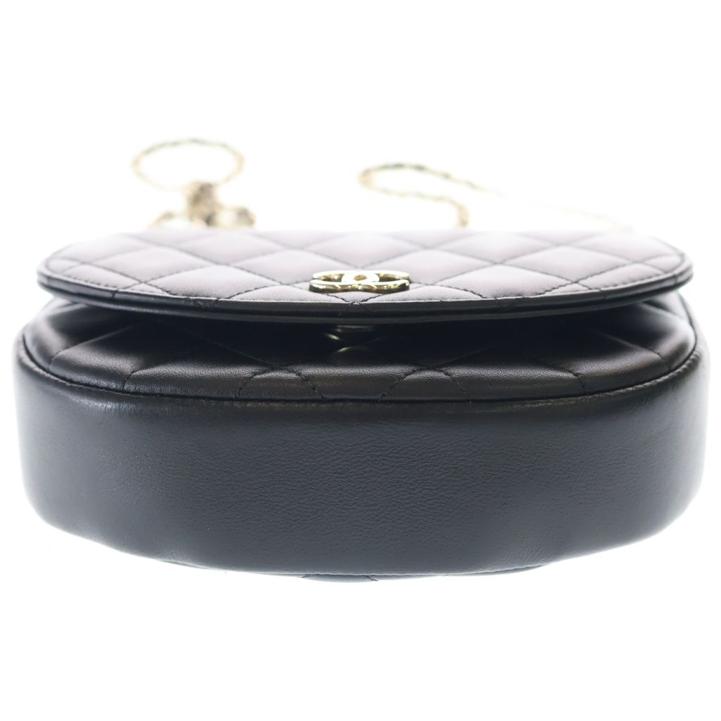 Chanel Quilted 2-Way Mini Shoulder Bag Chain Black Lambskin Gold — view 5