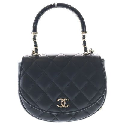 Chanel Quilted 2-Way Mini Shoulder Bag Chain Black Lambskin Gold