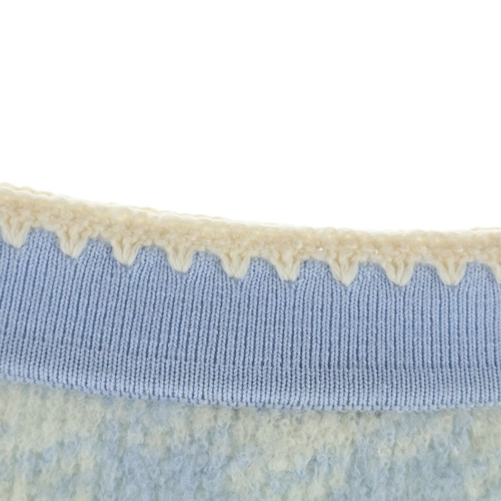 Miu Miu Set Check All Over Wool Knit Short Sleeve Top Sweater Mini Skirt Light — view 6