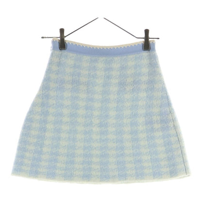 Miu Miu Set Check All Over Wool Knit Short Sleeve Top Sweater Mini Skirt Light — view 5