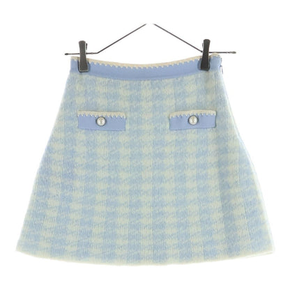 Miu Miu Set Check All Over Wool Knit Short Sleeve Top Sweater Mini Skirt Light — view 4