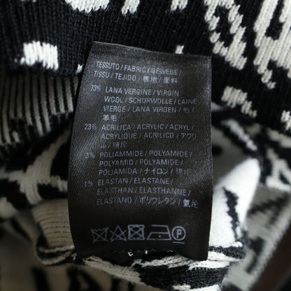 Balenciaga Logo Wave Turtleneck Knit Sweatshirt All Over Pattern Sweater Black — view 8