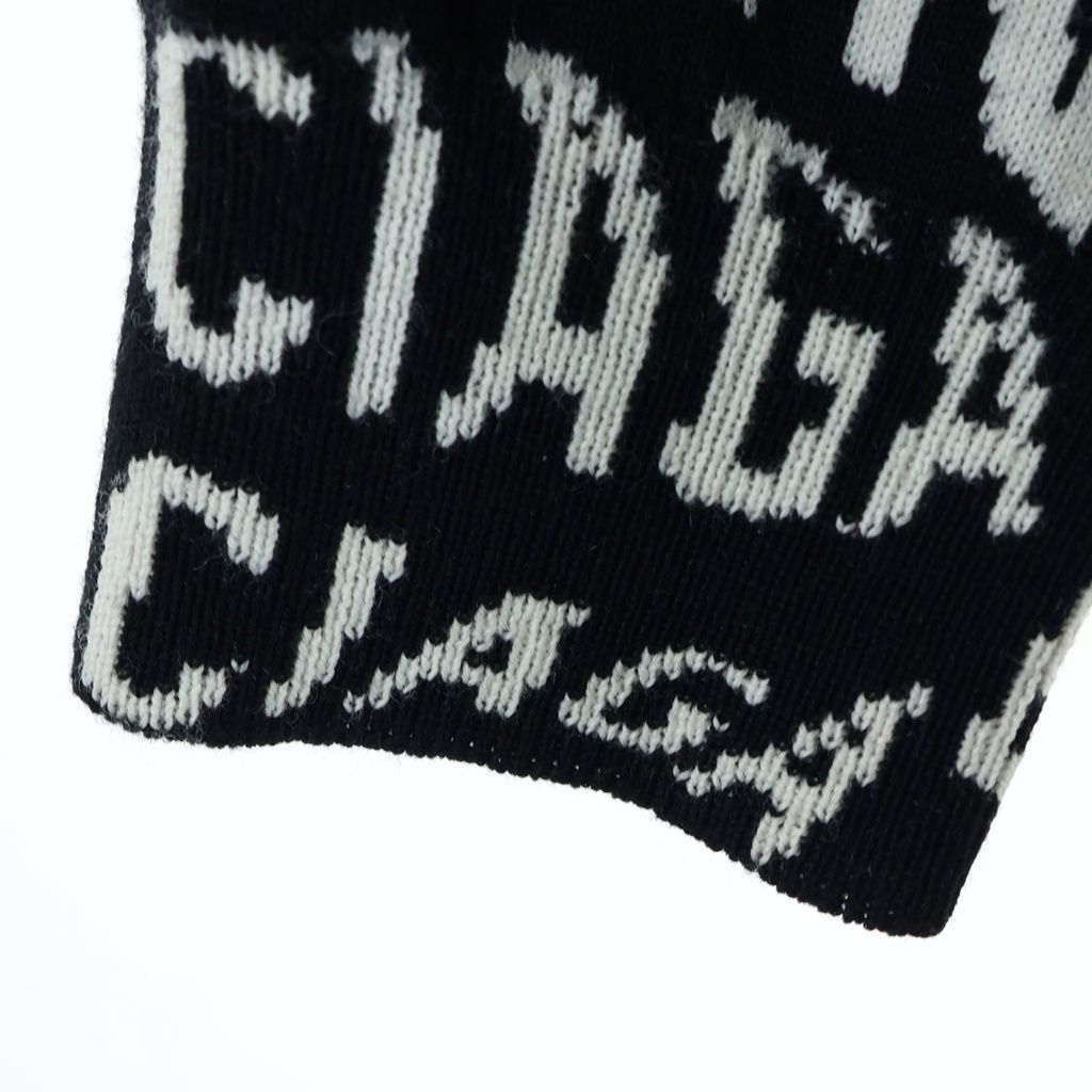 Balenciaga Logo Wave Turtleneck Knit Sweatshirt All Over Pattern Sweater Black — view 5