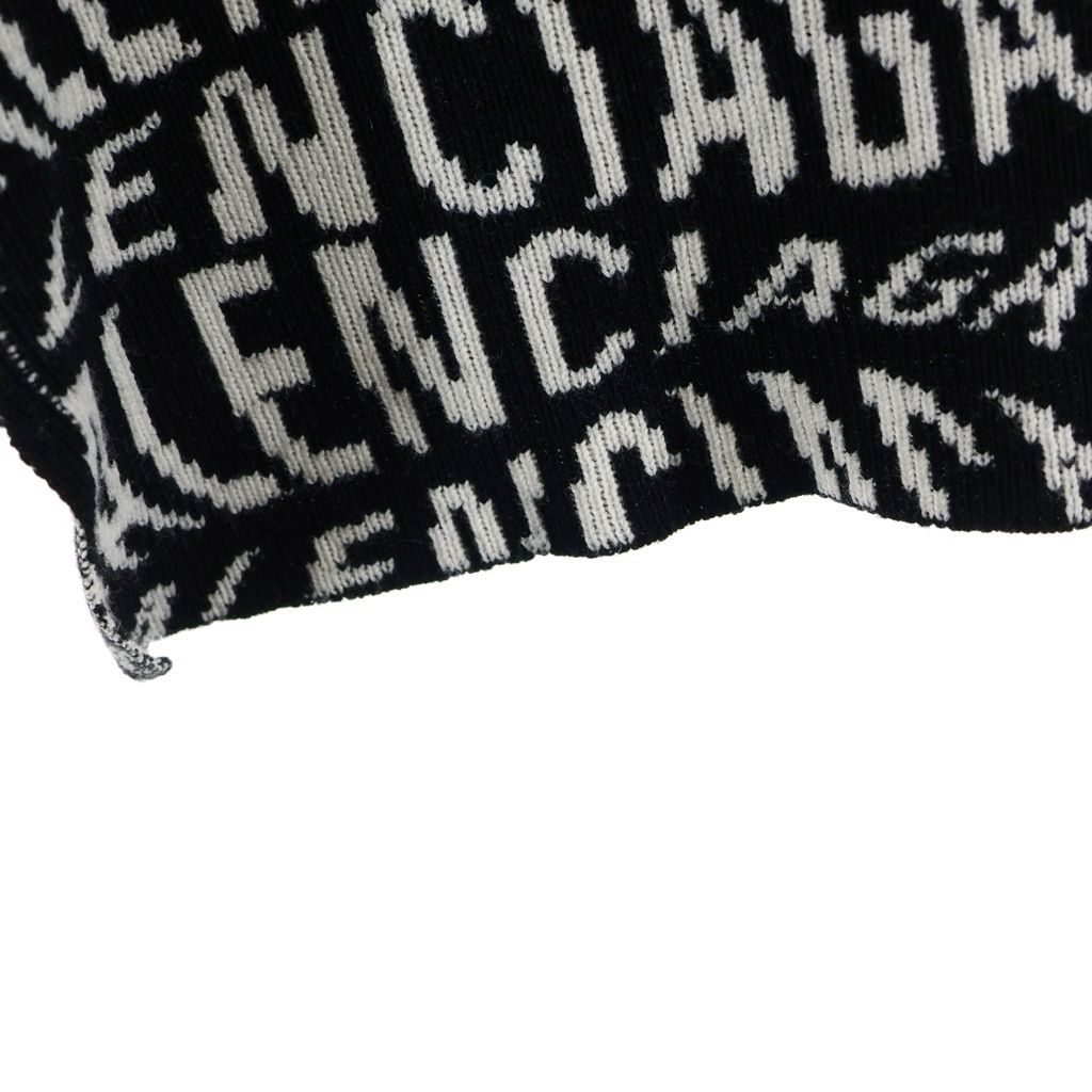 Balenciaga Logo Wave Turtleneck Knit Sweatshirt All Over Pattern Sweater Black — view 6