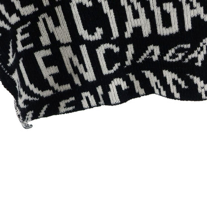 Balenciaga Logo Wave Turtleneck Knit Sweatshirt All Over Pattern Sweater Black — view 6