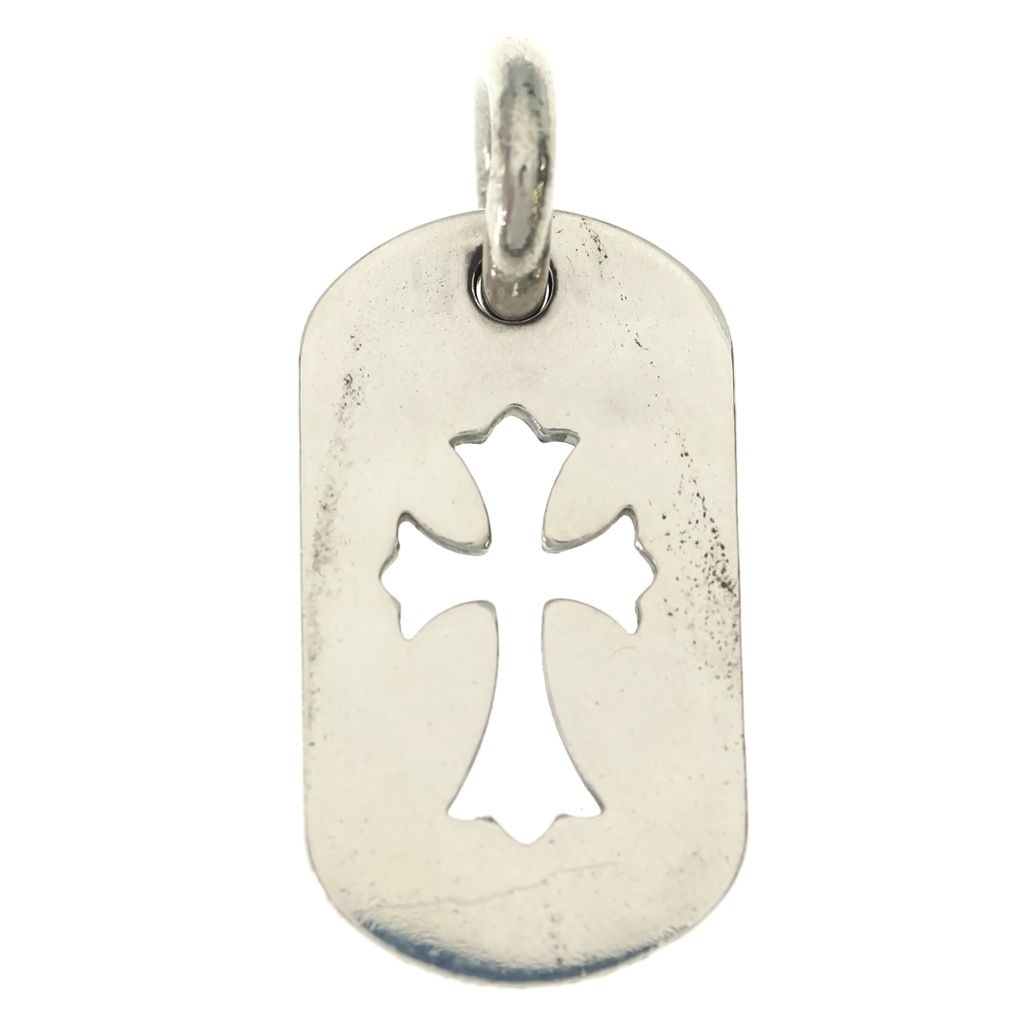 Chrome Hearts D Tag Sml CO Crs Cutout Cross Dog Tag Small Pendant Top Silver