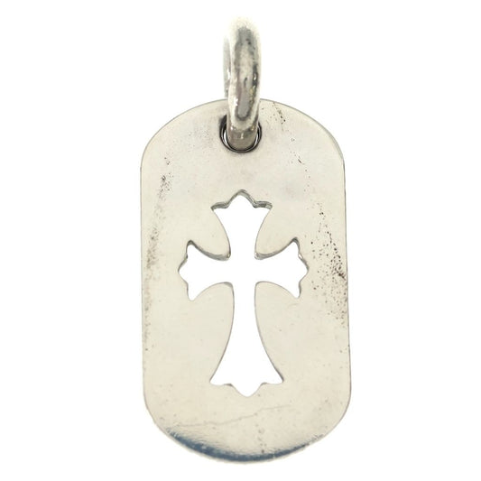 Chrome Hearts D Tag Sml CO Crs Cutout Cross Dog Tag Small Pendant Top Silver