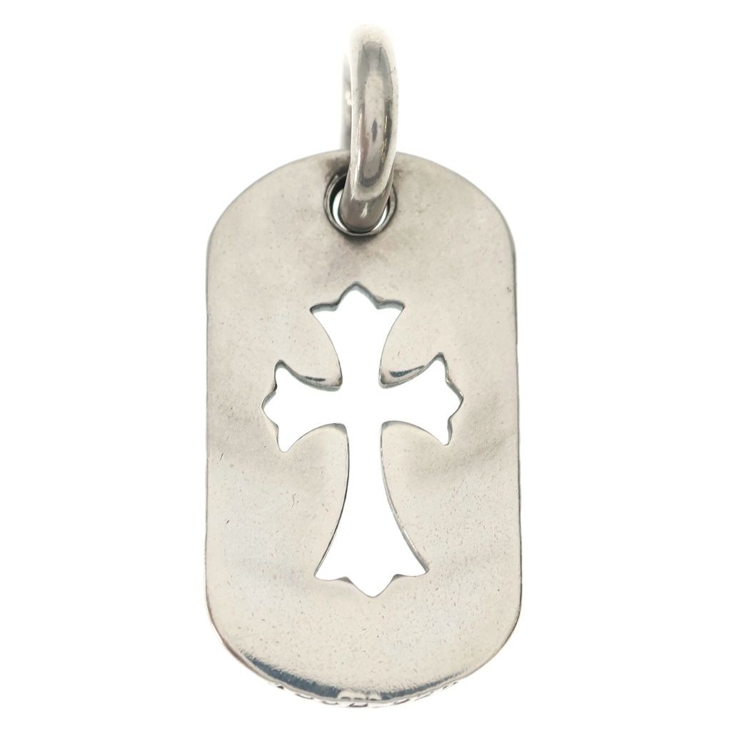 Chrome Hearts D Tag Sml CO Crs Cutout Cross Dog Tag Small Pendant Top Silver