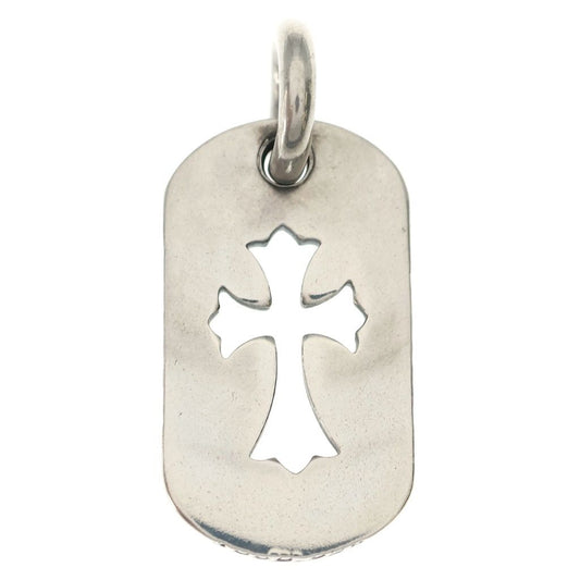 Chrome Hearts D Tag Sml CO Crs Cutout Cross Dog Tag Small Pendant Top Silver