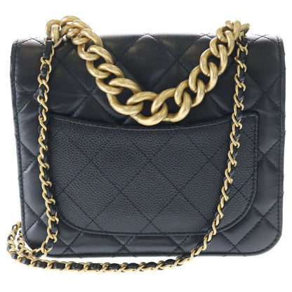 Chanel Trichomaterial Chain Mini Shoulder Bag Black Calf Caviar Leather Gold — view 2