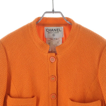Chanel Coco Button Multi Pocket Set Wool Jacket Skirt Orange 40 — view 6