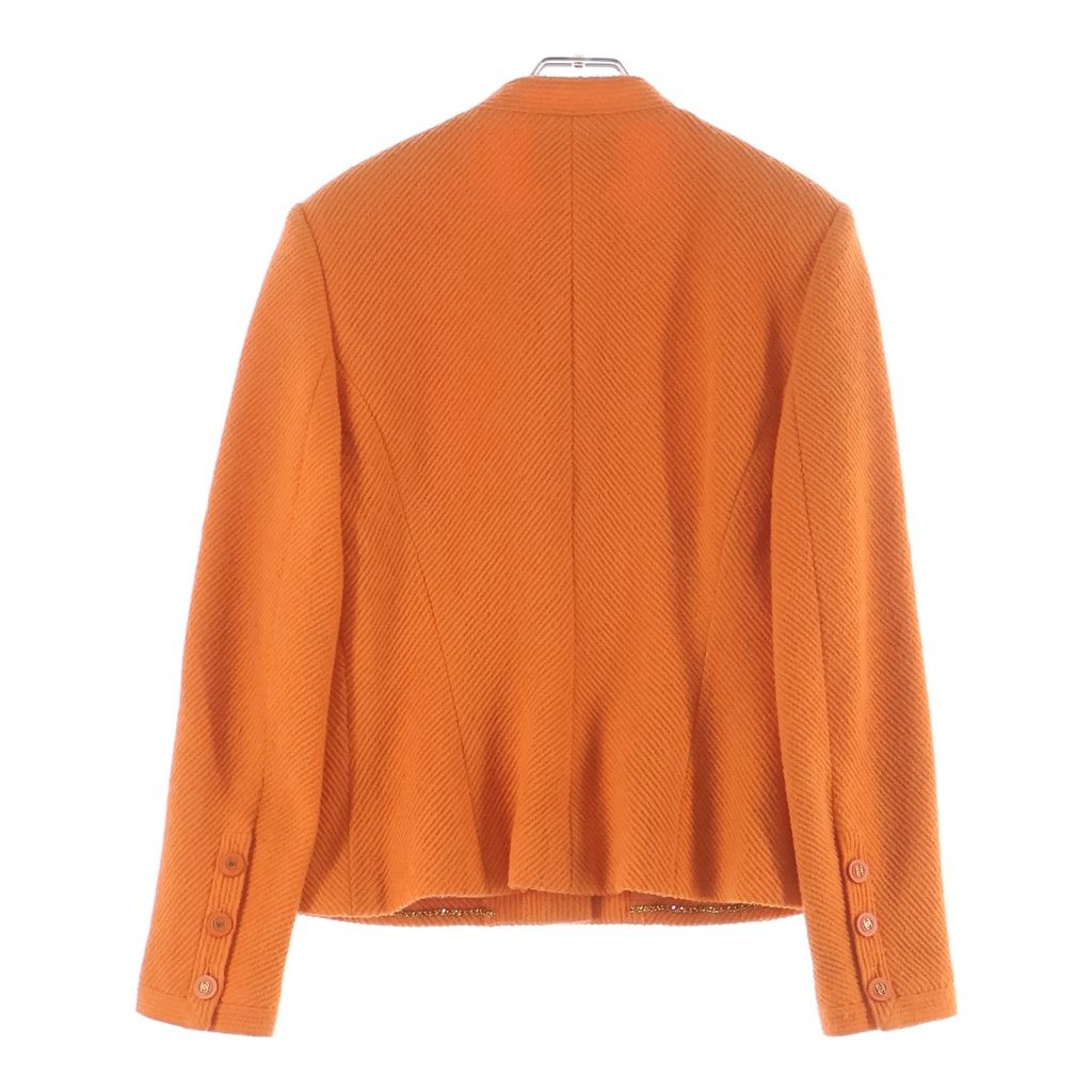 Chanel Coco Button Multi Pocket Set Wool Jacket Skirt Orange 40 — view 3