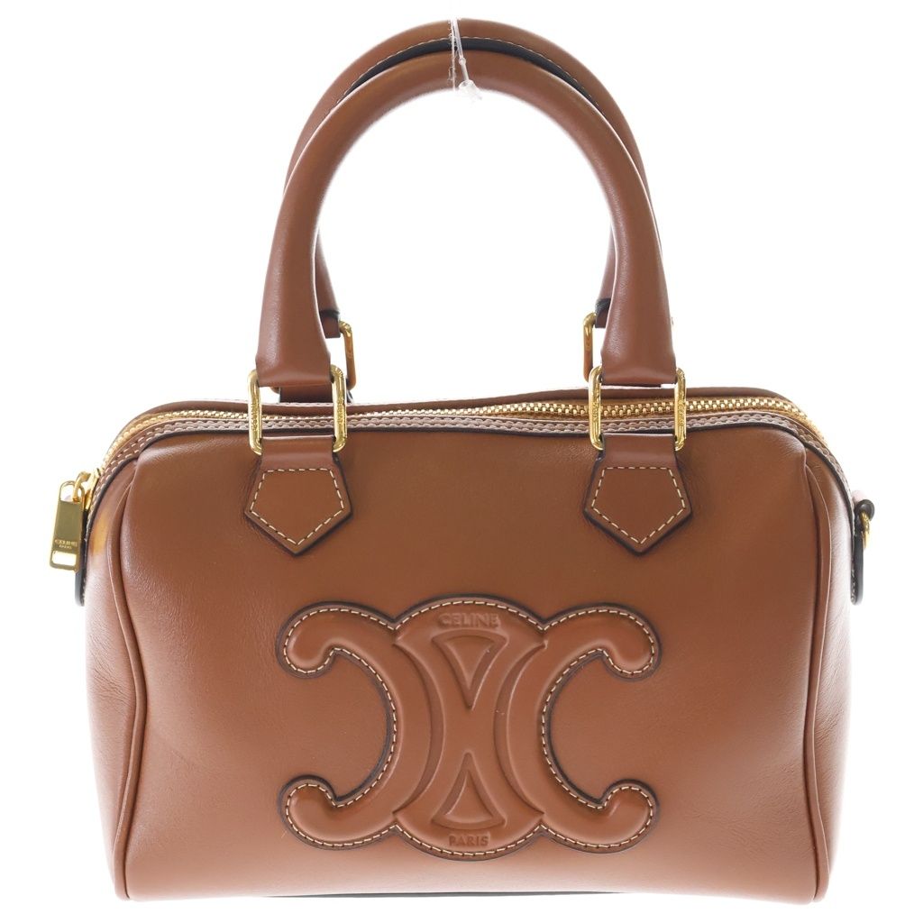 Celine Mini Boston Bag Cuill 2-Way Brown Leather Tan Gold