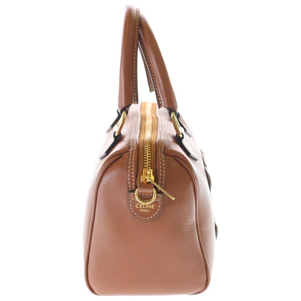 Celine Mini Boston Bag Cuill 2-Way Brown Leather Tan Gold — view 3