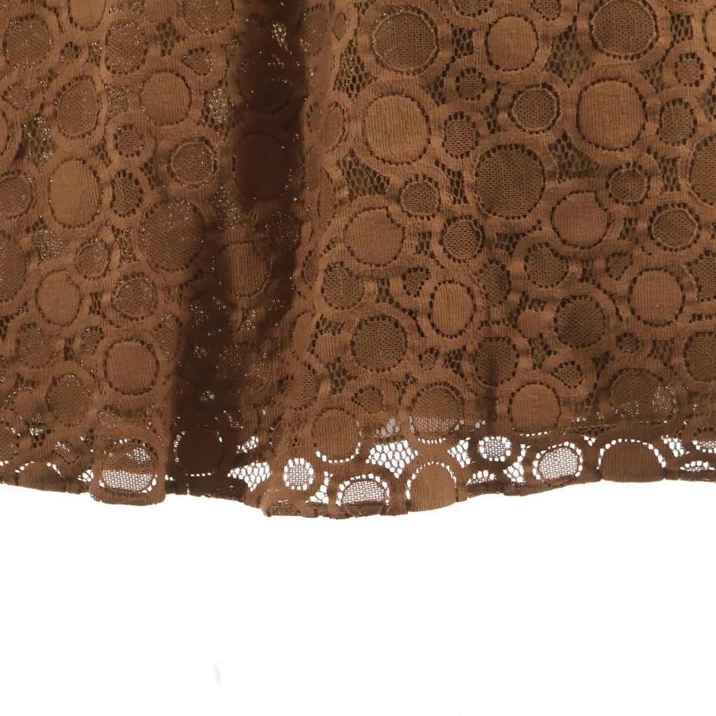 Max Mara Lace Allover Pattern Sleeveless Long Fleece Dress Brown 6 70 — view 5