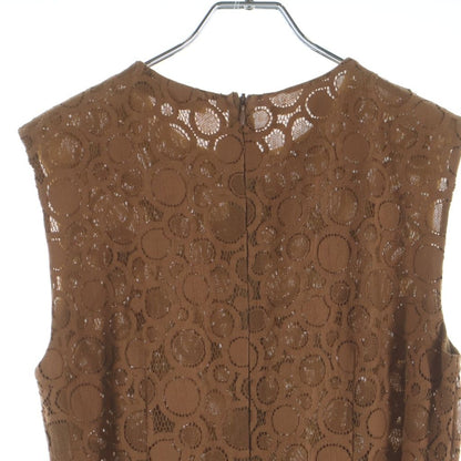 Max Mara Lace Allover Pattern Sleeveless Long Fleece Dress Brown 6 70 — view 4