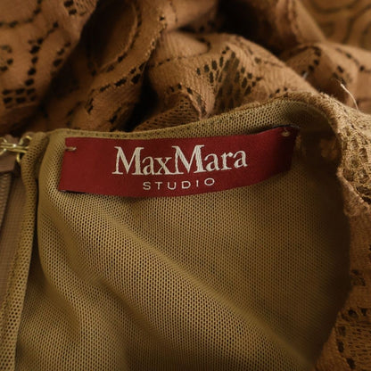 Max Mara Lace Allover Pattern Sleeveless Long Fleece Dress Brown 6 70 — view 7