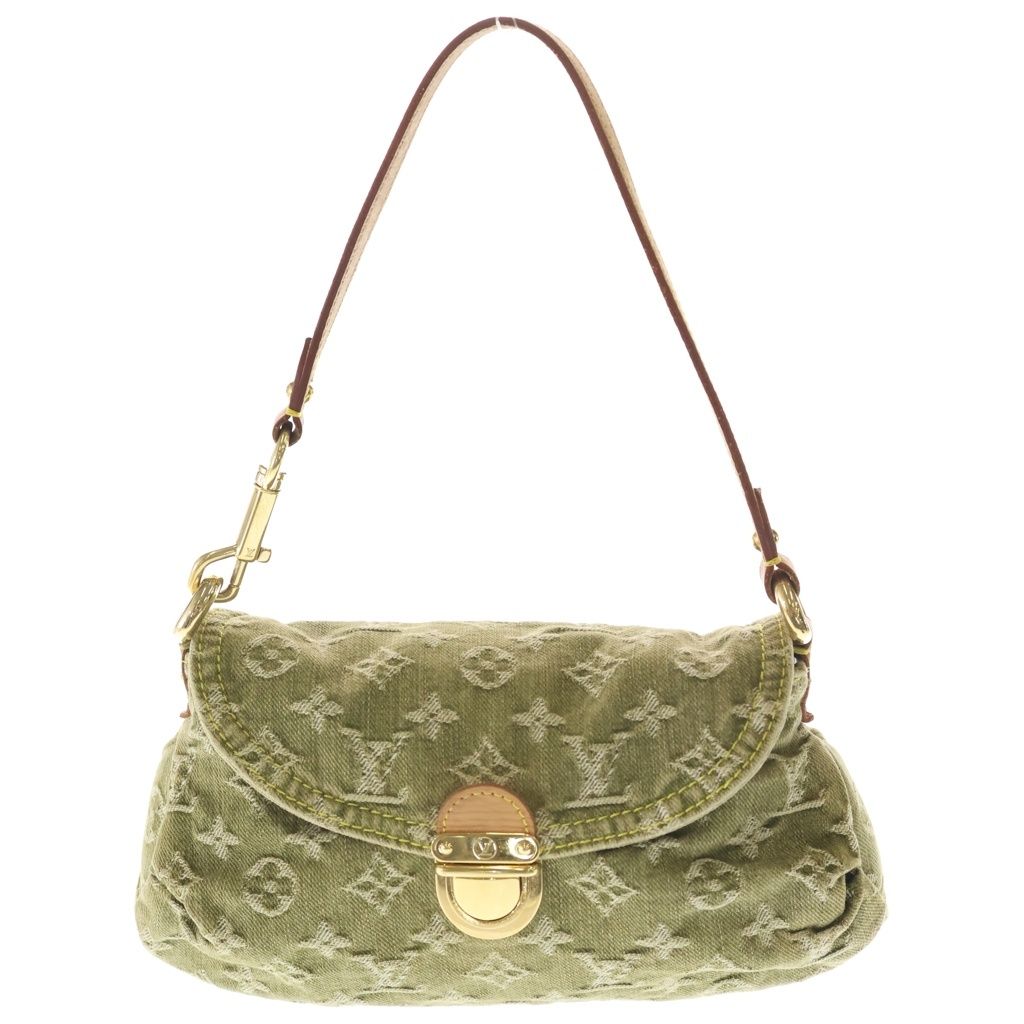 Louis Vuitton Monogram Denim Mini Pleaty Riken Shoulder Bag Yellow Green