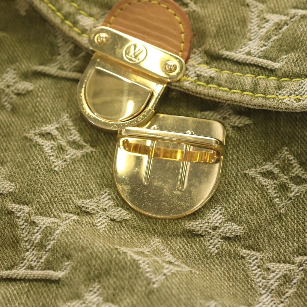Louis Vuitton Monogram Denim Mini Pleaty Riken Shoulder Bag Yellow Green — view 6