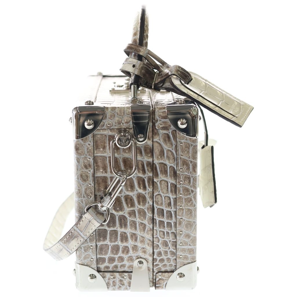 Louis Vuitton Trunk Croco Shoulder Bag Sahara White Brown Leather Silver — view 3