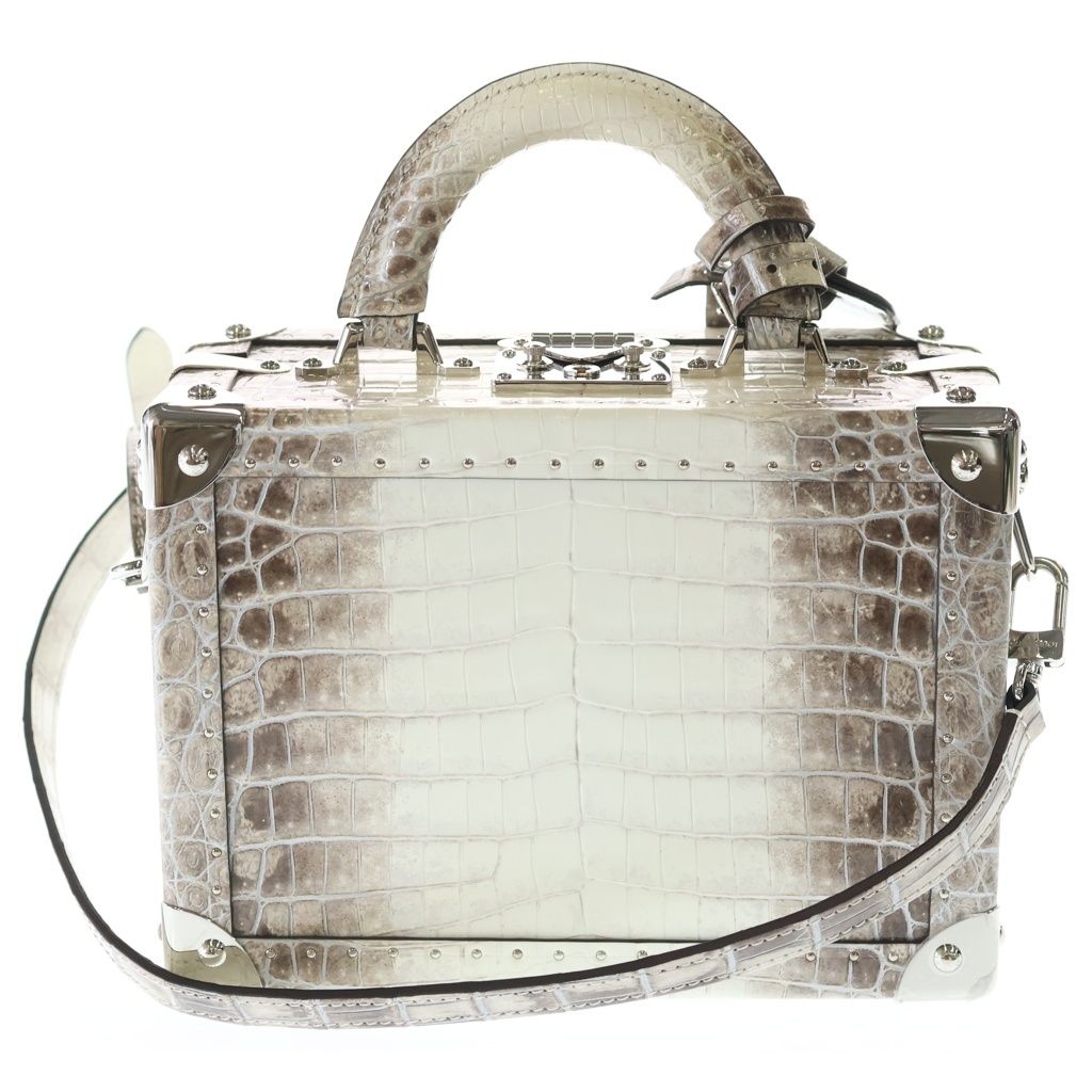 Louis Vuitton Trunk Croco Shoulder Bag Sahara White Brown Leather Silver — view 2