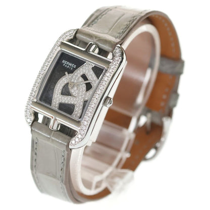 Hermes Cape Cod Chaine D'ancre Black Dial Diamond Bezel Stainless Steel Leather — view 4