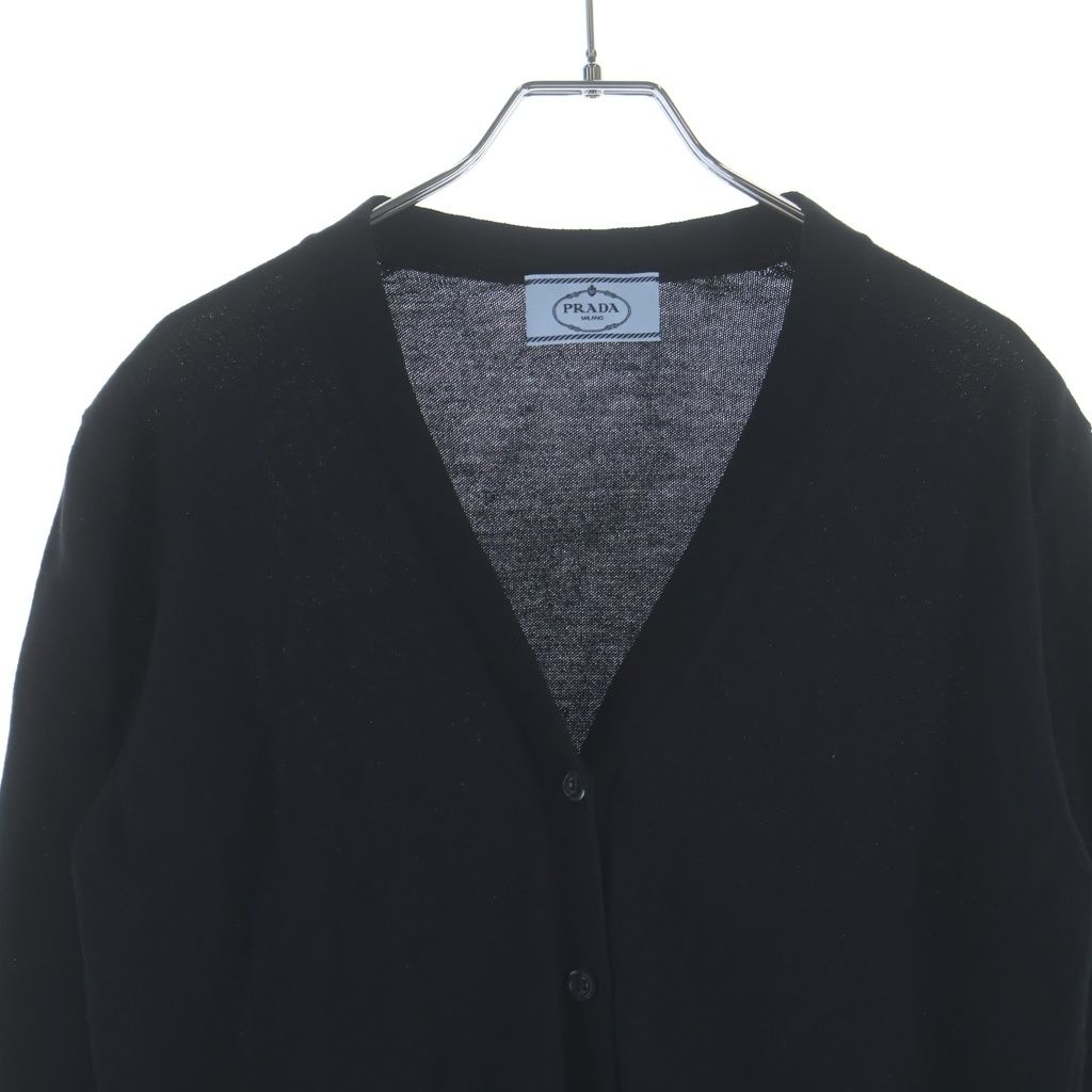 Prada Wool Knit Long Sleeve Cardigan Black — view 3