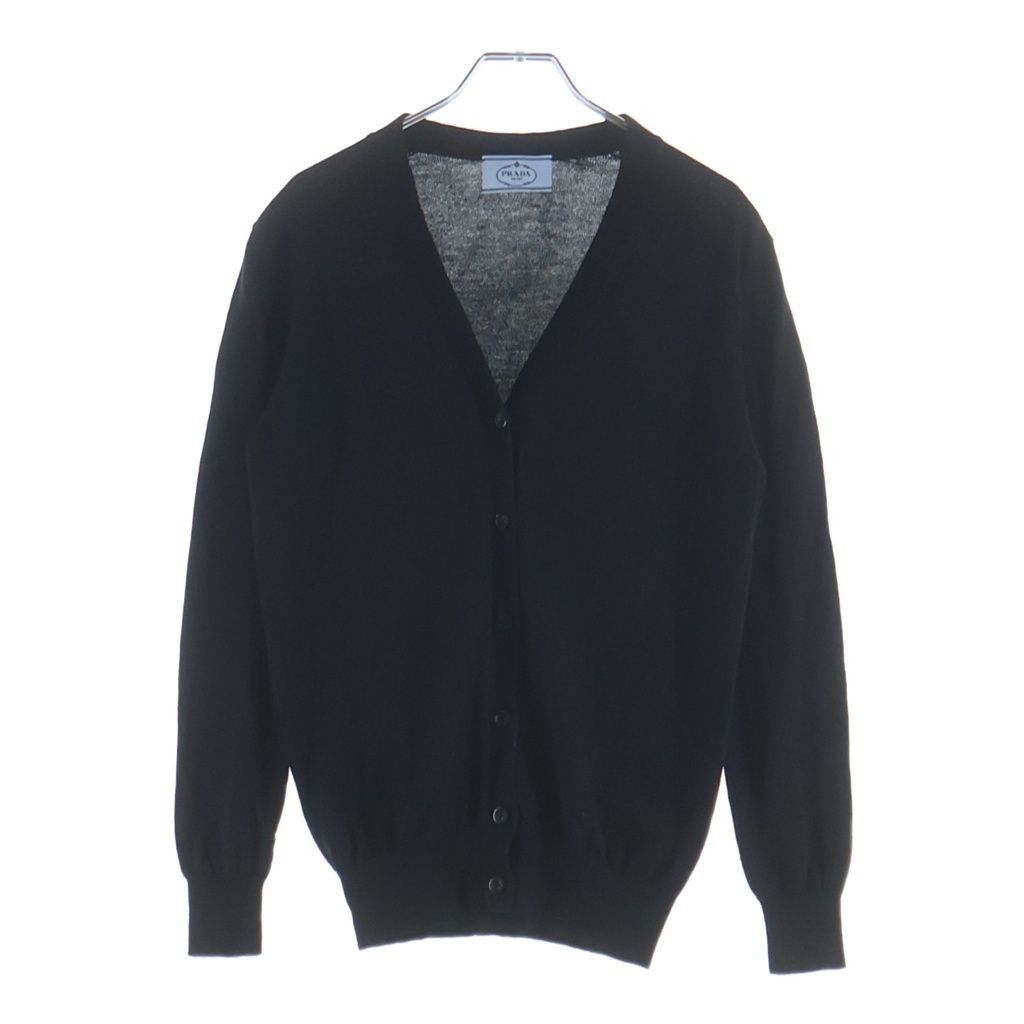 Prada Wool Knit Long Sleeve Cardigan Black
