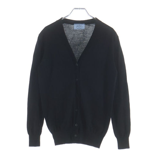 Prada Wool Knit Long Sleeve Cardigan Black