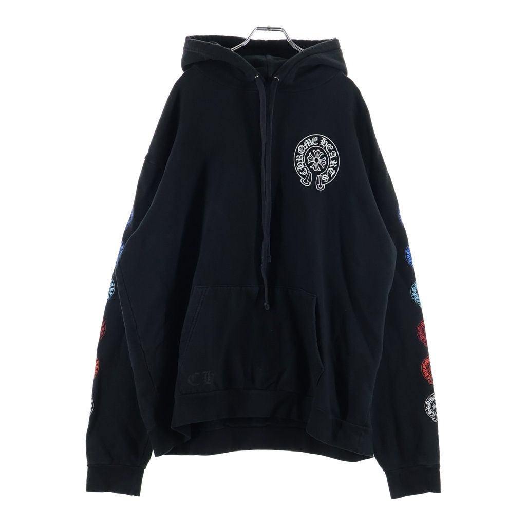 Chrome Hearts Multicolor Sleeve Logo Horseshoe Pullover Hoodie Black — view 2