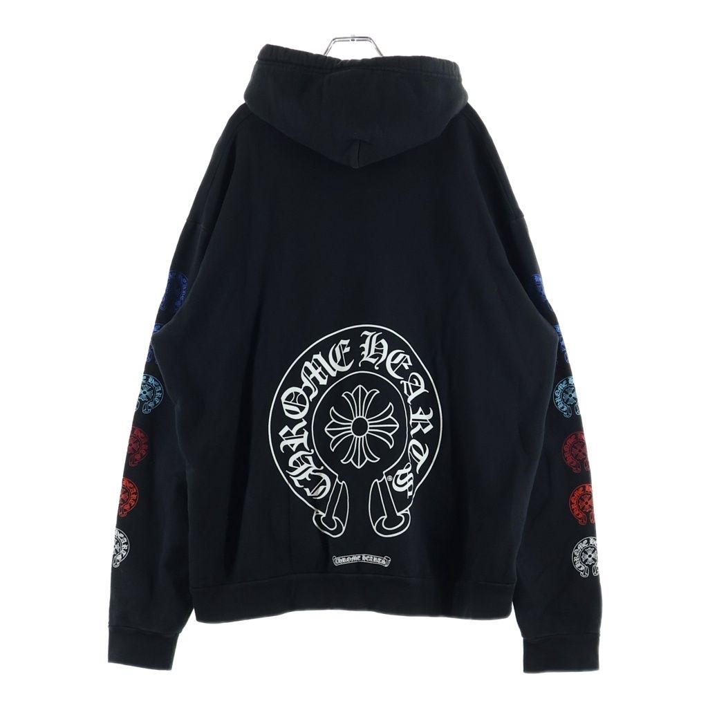 Chrome Hearts Multicolor Sleeve Logo Horseshoe Pullover Hoodie Black