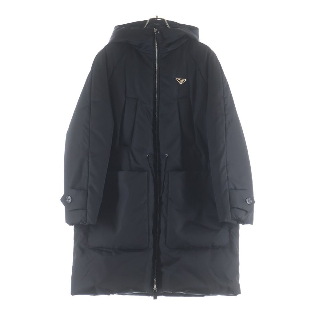 Prada Ri Nylon Hooded Down Jacket Black