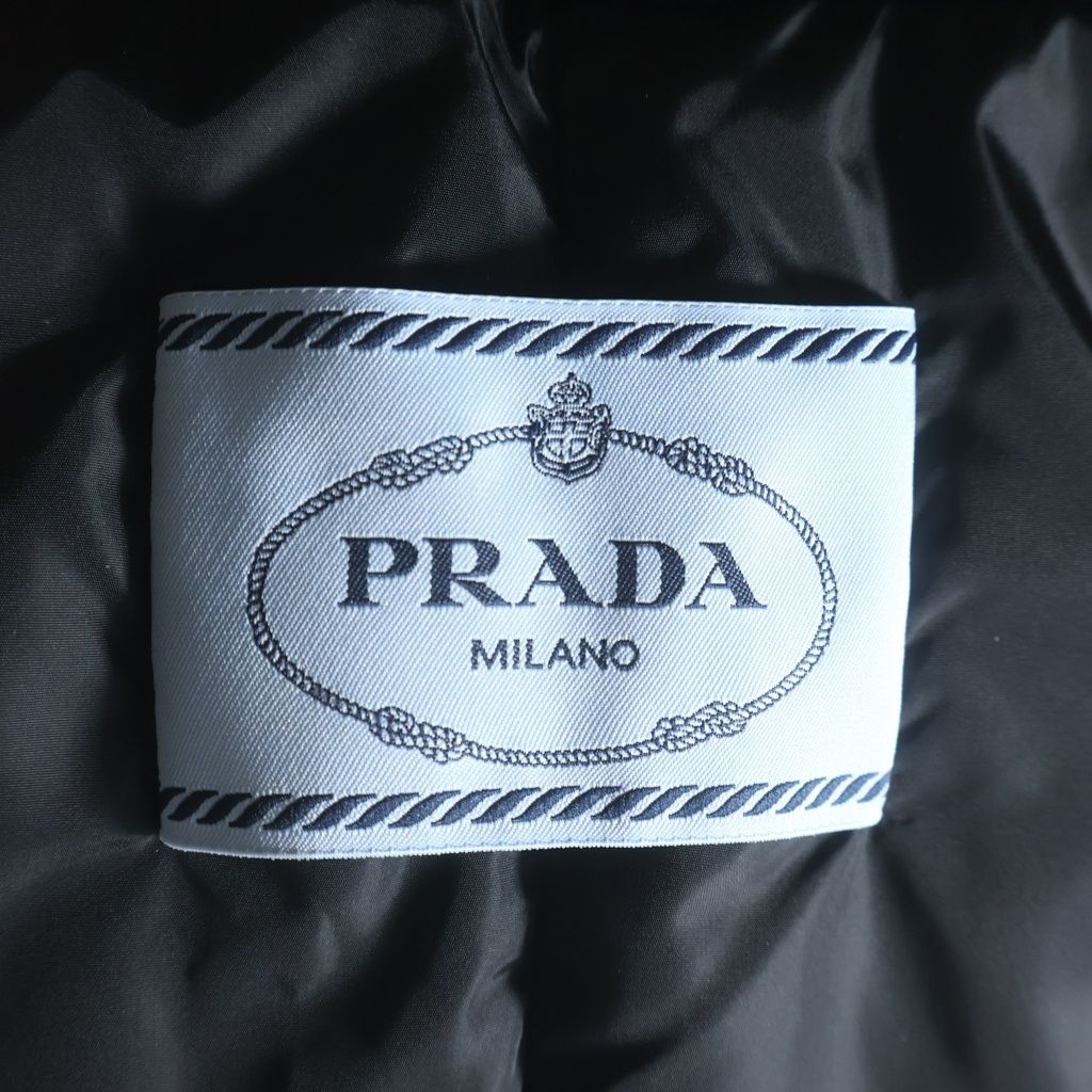Prada Ri Nylon Hooded Down Jacket Black — view 6