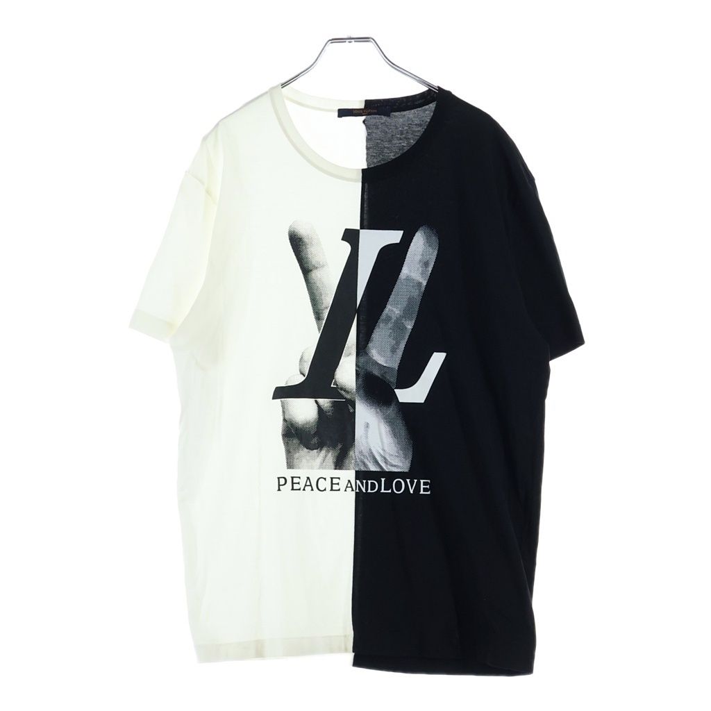 Louis Vuitton Peaceandlove Short Sleeve T-Shirt White Black Fmb