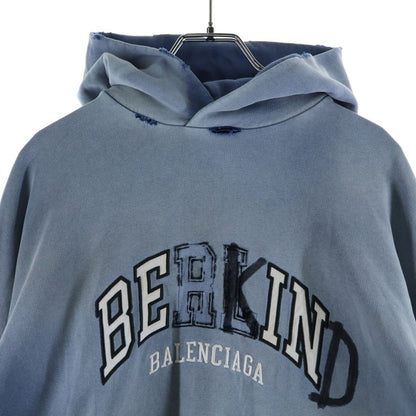 Balenciaga Arch Logo Destroyed Pullover Hoodie Blue — view 3
