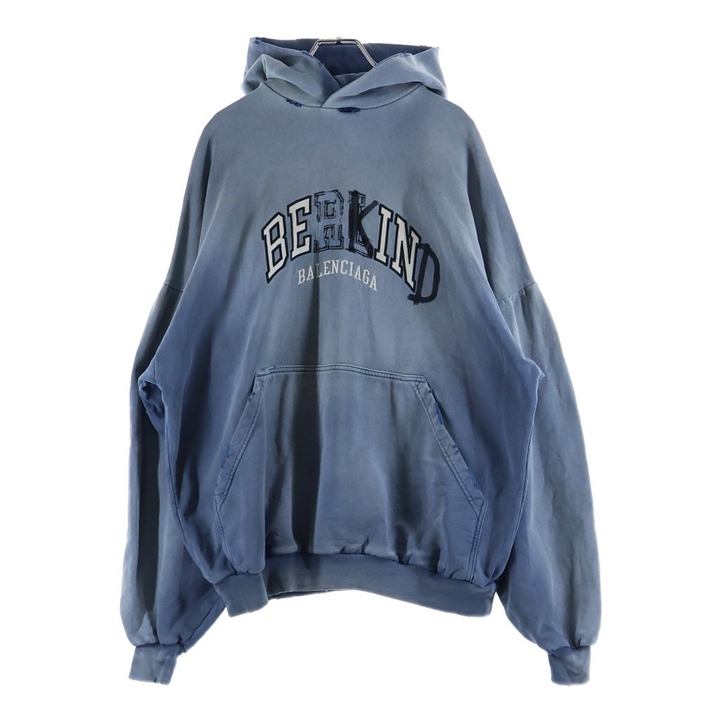 Balenciaga Arch Logo Destroyed Pullover Hoodie Blue