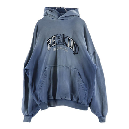 Balenciaga Arch Logo Destroyed Pullover Hoodie Blue