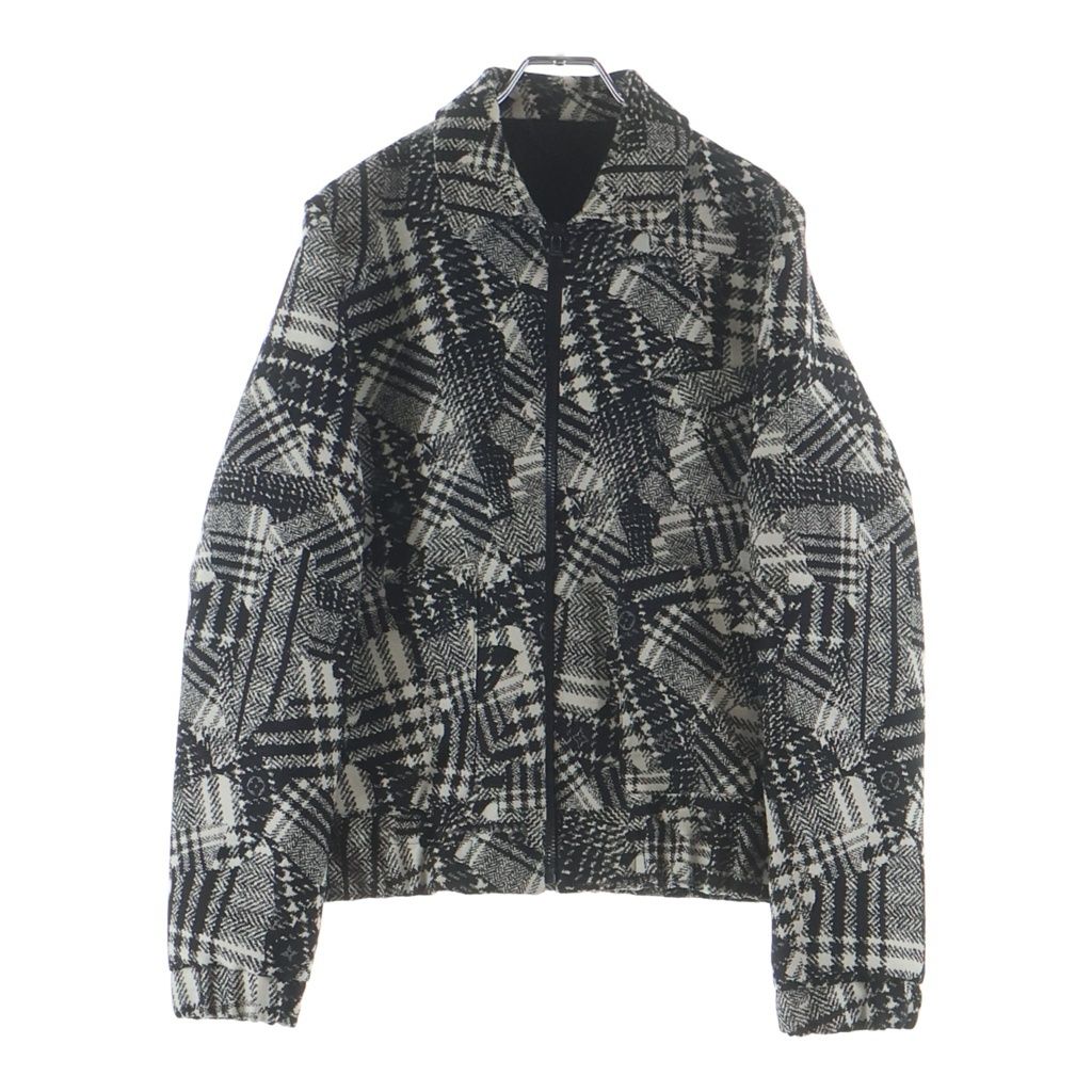 Louis Vuitton Monogram Plaid Zip Up Jacket Shirt Black White Vhs